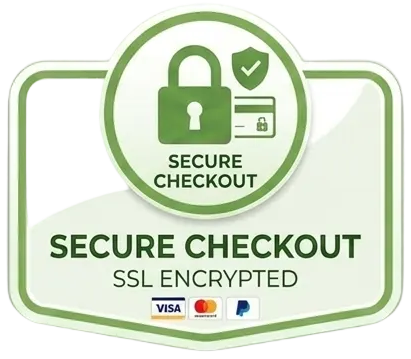 Secure checkout logo with lock icon on a white background